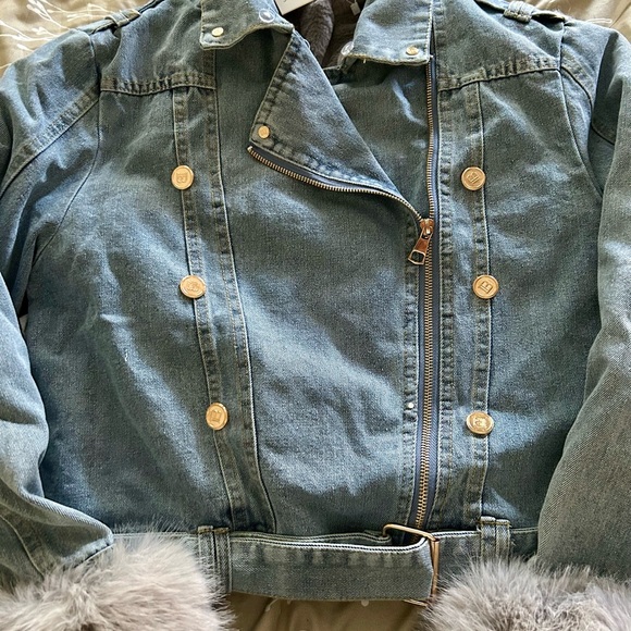 NWT Bellezza Republic Short Denim Jacket, Faux fur, L, with original package - Picture 10 of 15